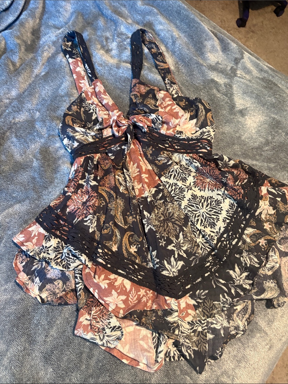 Free People Skort Summer Dress Open back with tie size Large